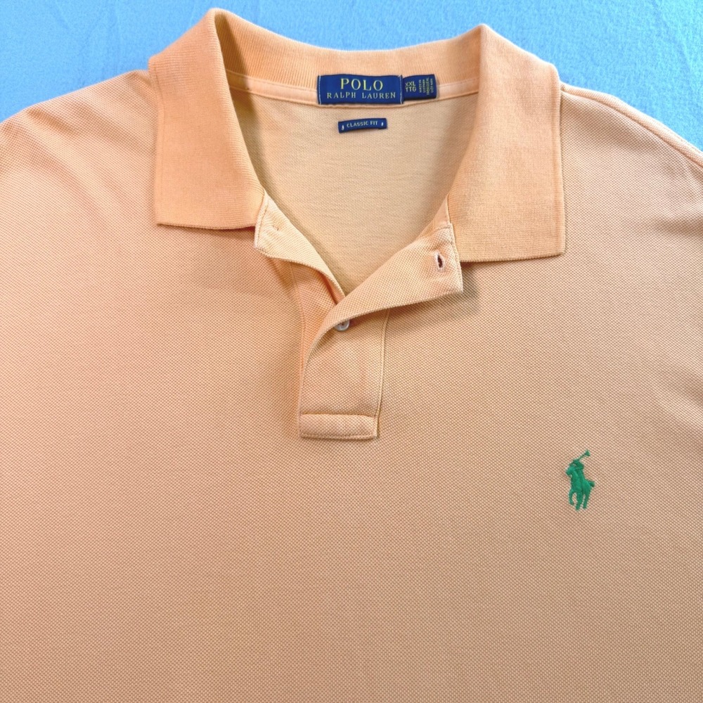 Polo Ralph Lauren Polo Shirt Mens XXL Orange Classic Fit Mesh Pony Big & Tall - Picture 2 of 8